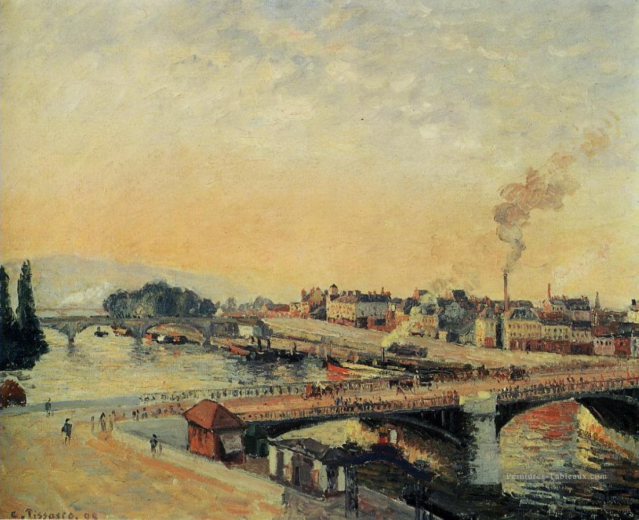 lever du soleil à rouen 1898 Camille Pissarro paysages Rivières Peintures à l'huile